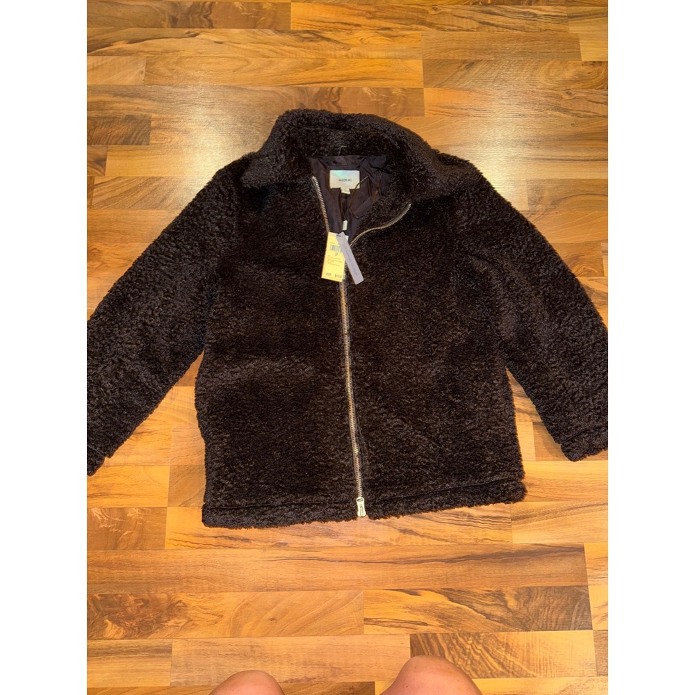 Jason Wu Faux Fur Jacket Womens Small Brown NEW Teddy Sherpa Zip‎ Coat fall